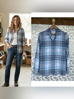Filson Heritage Blue Plaid Cotton Shirt Small Heritage Workwear